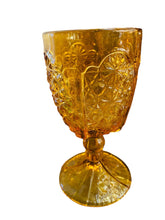 Load image into Gallery viewer, Set of Six Amber Glass Daisy Button Goblets