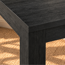 Load image into Gallery viewer, Callan rectangular solid acacia dining table in natural black with visible wood grain, clean edges and substantial square legs.