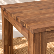Load image into Gallery viewer, Callan rectangular solid acacia wood dining table in natural brown with square wood legs and visible natural grain variation.