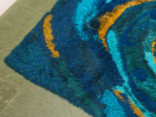 Load image into Gallery viewer, Vintage Teal Authentic Rya Rug Extra Large Mid-Century