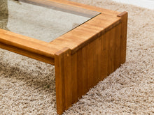 Load image into Gallery viewer, Oak and boho Smoked Glass 1970’s Coffee Table
