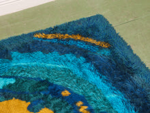 Load image into Gallery viewer, Vintage Teal Authentic Rya Rug Extra Large Mid-Century