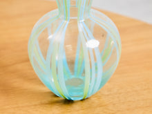 Load image into Gallery viewer, Blue Green Stripped Glass Vase