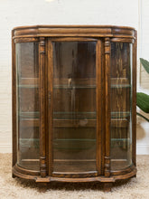 Load image into Gallery viewer, Antique Circa 1900 Bow Front Quarter Sawn Oak China Cabinet Hutch Display