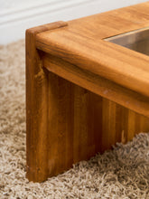 Load image into Gallery viewer, Oak and boho Smoked Glass 1970’s Coffee Table