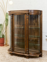 Load image into Gallery viewer, Antique Circa 1900 Bow Front Quarter Sawn Oak China Cabinet Hutch Display