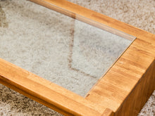 Load image into Gallery viewer, Oak and boho Smoked Glass 1970’s Coffee Table