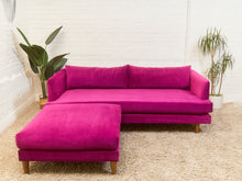 Load image into Gallery viewer, Adi Raspberry Fuschia Velvet Sofa with Ottoman