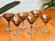 Load image into Gallery viewer, Set of 6 Handblown Tortoise Double Martini Glasses