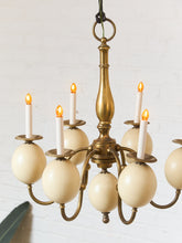 Load image into Gallery viewer, Queen Anne Vintage Brass and Faux Ostrich Egg Chandelier
