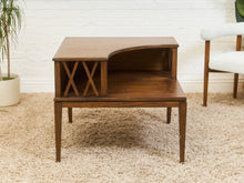 Load image into Gallery viewer, Brown Saltman Two Tier Corner Table