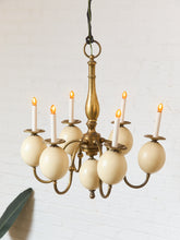 Load image into Gallery viewer, Queen Anne Vintage Brass and Faux Ostrich Egg Chandelier