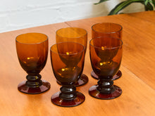 Load image into Gallery viewer, 5 Vintage Dark Amber Goblets