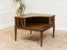 Load image into Gallery viewer, Brown Saltman Two Tier Corner Table