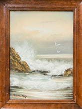 Load image into Gallery viewer, Framed Coastal Seascape Painting with Carved Wood Frame