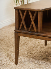Load image into Gallery viewer, Brown Saltman Two Tier Corner Table