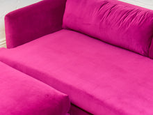 Load image into Gallery viewer, Adi Raspberry Fuschia Velvet Sofa with Ottoman