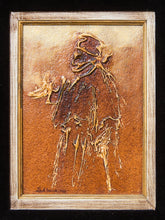 Load image into Gallery viewer, Textural Figural Relief Artwork in Gilt Frame with Velvet Mat