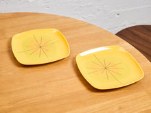 Load image into Gallery viewer, Pair of Atomic Yellow Melamine Plates