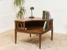Load image into Gallery viewer, Brown Saltman Two Tier Corner Table