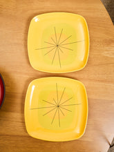 Load image into Gallery viewer, Pair of Atomic Yellow Melamine Plates