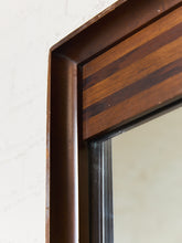 Load image into Gallery viewer, Vintage Striped 2 Tone Wood 1970s Mirror