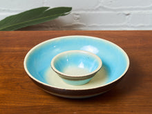 Load image into Gallery viewer, Vintage Robins Egg Blue Chips and Dip Bowl
