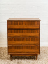 Load image into Gallery viewer, Walnut Mid Century 2 Tone Walnut 4 Drawer Dresser