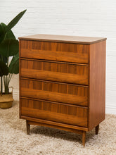 Load image into Gallery viewer, Walnut Mid Century 2 Tone Walnut 4 Drawer Dresser