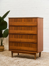 Load image into Gallery viewer, Walnut Mid Century 2 Tone Walnut 4 Drawer Dresser
