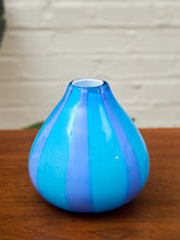 Load image into Gallery viewer, Blue Vintage Striped Glass Vase
