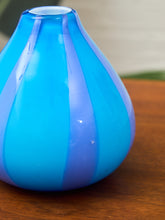 Load image into Gallery viewer, Blue Vintage Striped Glass Vase