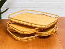 Load image into Gallery viewer, Vintage Bamboo and Wood Lap Tray 1980s Serving Tray Elegant Woven Design
