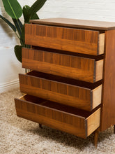 Load image into Gallery viewer, Walnut Mid Century 2 Tone Walnut 4 Drawer Dresser