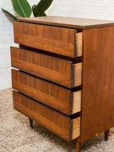 Load image into Gallery viewer, Walnut Mid Century 2 Tone Walnut 4 Drawer Dresser