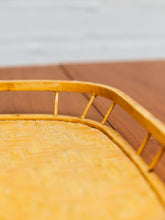 Load image into Gallery viewer, Vintage Bamboo and Wood Lap Tray 1980s Serving Tray Elegant Woven Design