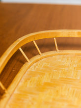 Load image into Gallery viewer, Vintage Bamboo and Wood Lap Tray 1980s Serving Tray Elegant Woven Design