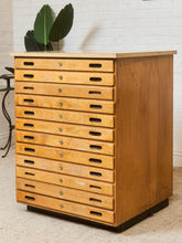 Load image into Gallery viewer, Vintage Distressed Industrial Wood Primitive School House Artist Flat Files Cabinet #1