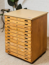 Load image into Gallery viewer, Vintage Distressed Industrial Wood Primitive School House Artist Flat Files Cabinet #1