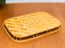 Load image into Gallery viewer, Vintage Bamboo and Wood Lap Tray 1980s Serving Tray Elegant Woven Design