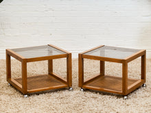 Load image into Gallery viewer, 1970’s Smoked Glass Side Table with Caning