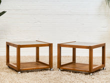 Load image into Gallery viewer, 1970’s Smoked Glass Side Table with Caning