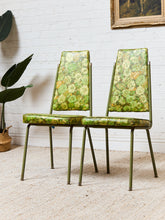 Load image into Gallery viewer, Pair of Green Floral Dinette Chairs