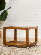 Load image into Gallery viewer, 1970’s Smoked Glass Side Table with Caning