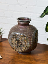 Load image into Gallery viewer, Red and Blue Reactive Glaze and Sand Finished Ceramic Vase