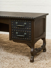Load image into Gallery viewer, Spanish Revival Studded Leather and Wood Executive Desk