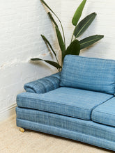 Load image into Gallery viewer, Blue Rolled Arm Vintage Sofa