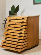 Load image into Gallery viewer, Vintage Distressed Industrial Wood Primitive School House Artist Flat Files Cabinet #1