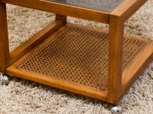 Load image into Gallery viewer, 1970’s Smoked Glass Side Table with Caning