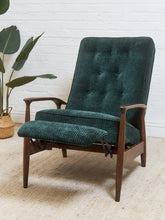 Load image into Gallery viewer, Mid Century Modern Upholstered Milo Baughman Model #74 Walnut Reclining Chair